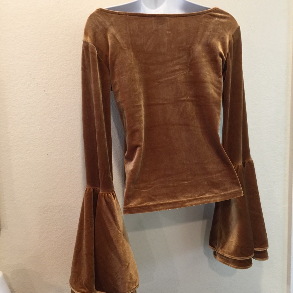TORN BY RONNY KOBO Sabrina Velvet Bell Sleeve Top - Picture 6 of 8